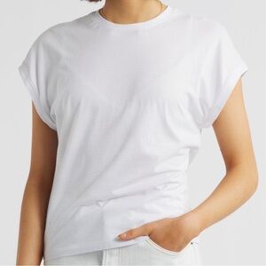 NEW FRAME Striped Suprima Cotton Muscle T-Shirt in Powder Blue Multi